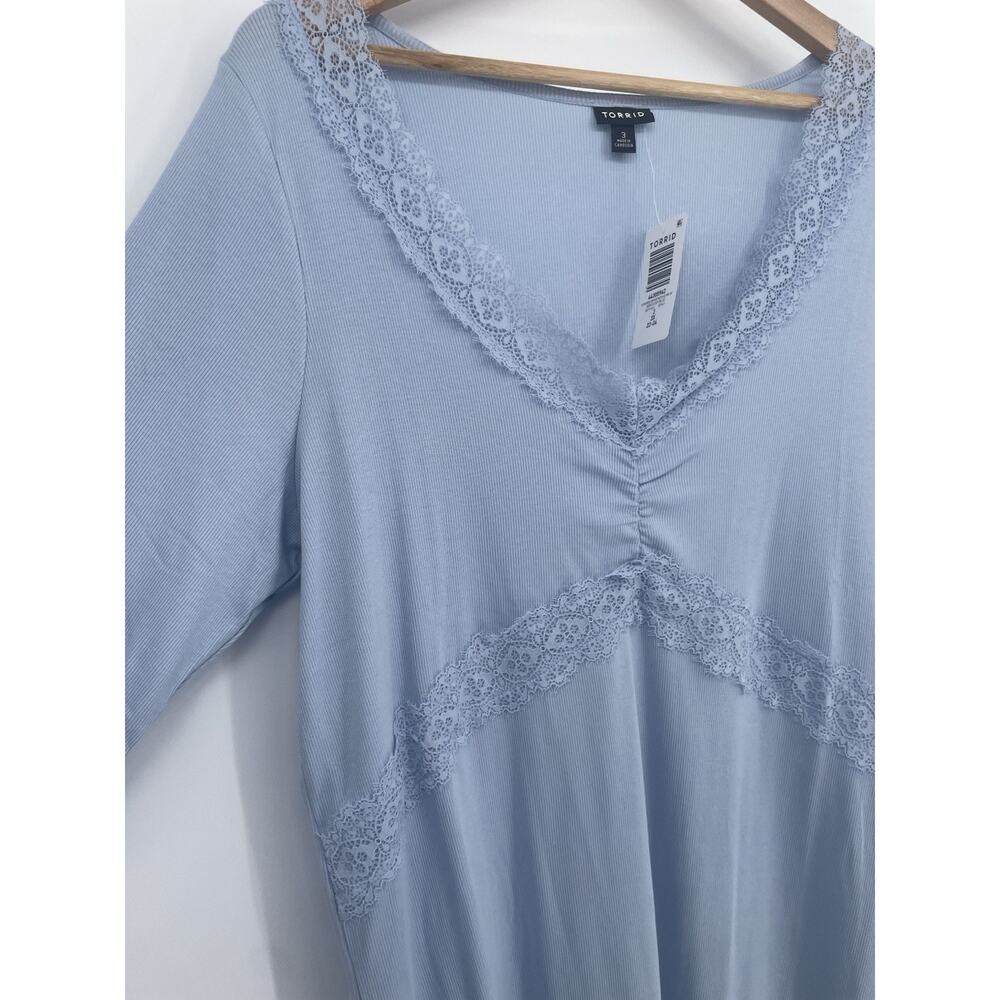 NWT Torrid Cotton Modal Rib Scoop Neck Lace Trim Top Women’s Plus Size 3X Blue - Picture 4 of 9